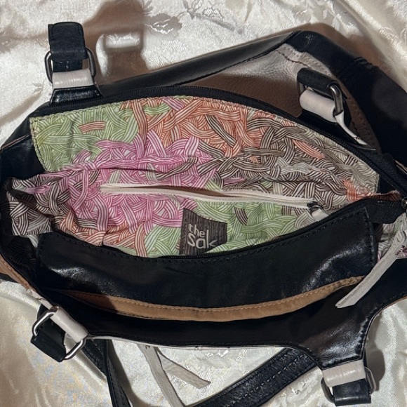 The Sak Color Blocked Black, Tan, and Cream Shoulder Bag - Picture 2 of 2